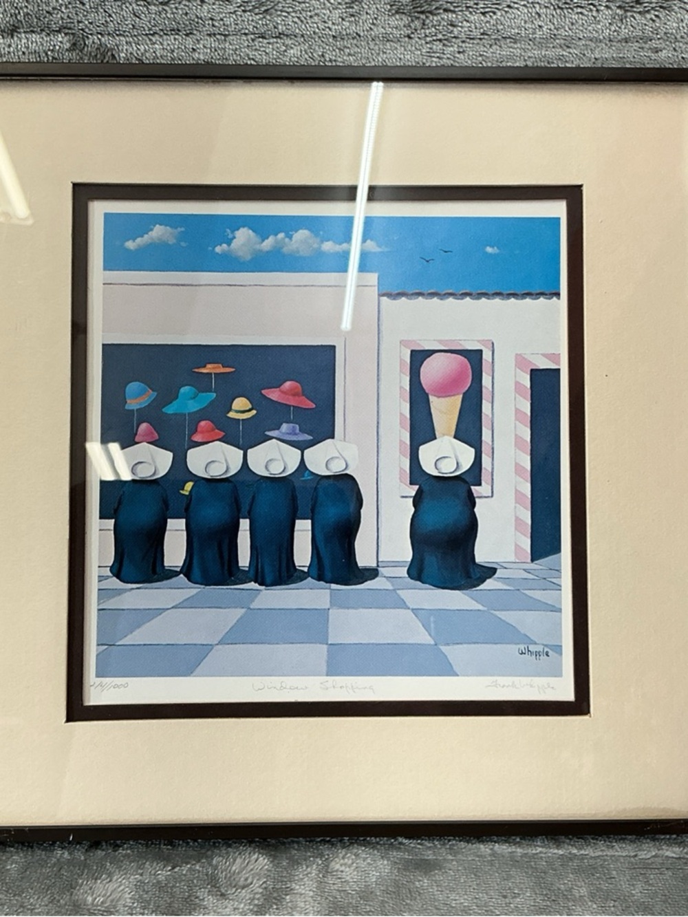Vintage Frank Whipple "WINDOW SHOPPING"-Signed Artist Proof Matted & Framed #214